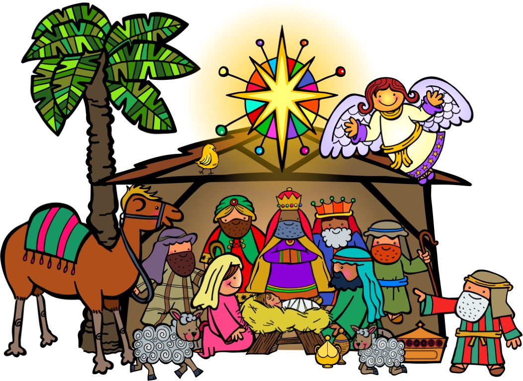 Cartoon Christmas Nativity Scene