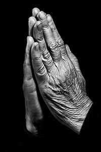 Senior Hands Praying, religion concept