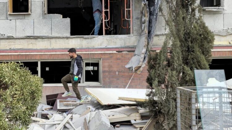 Damage to the McGivney Residential Complex in Ankawa following a rocket and drone attack.