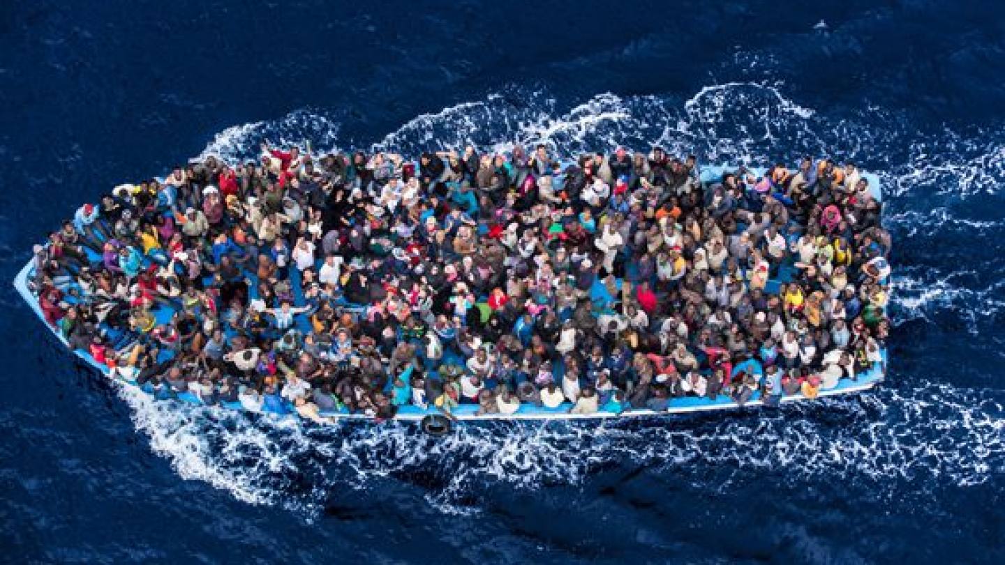 African refugees fleeing by boat