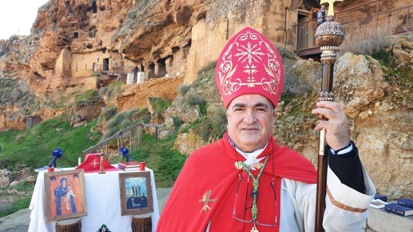 Missae De maronitische bisschop Hanna Rahme van Baalbek-Deir El Ahmar. ordinariae for 35 priests working in the diocese - 2021
