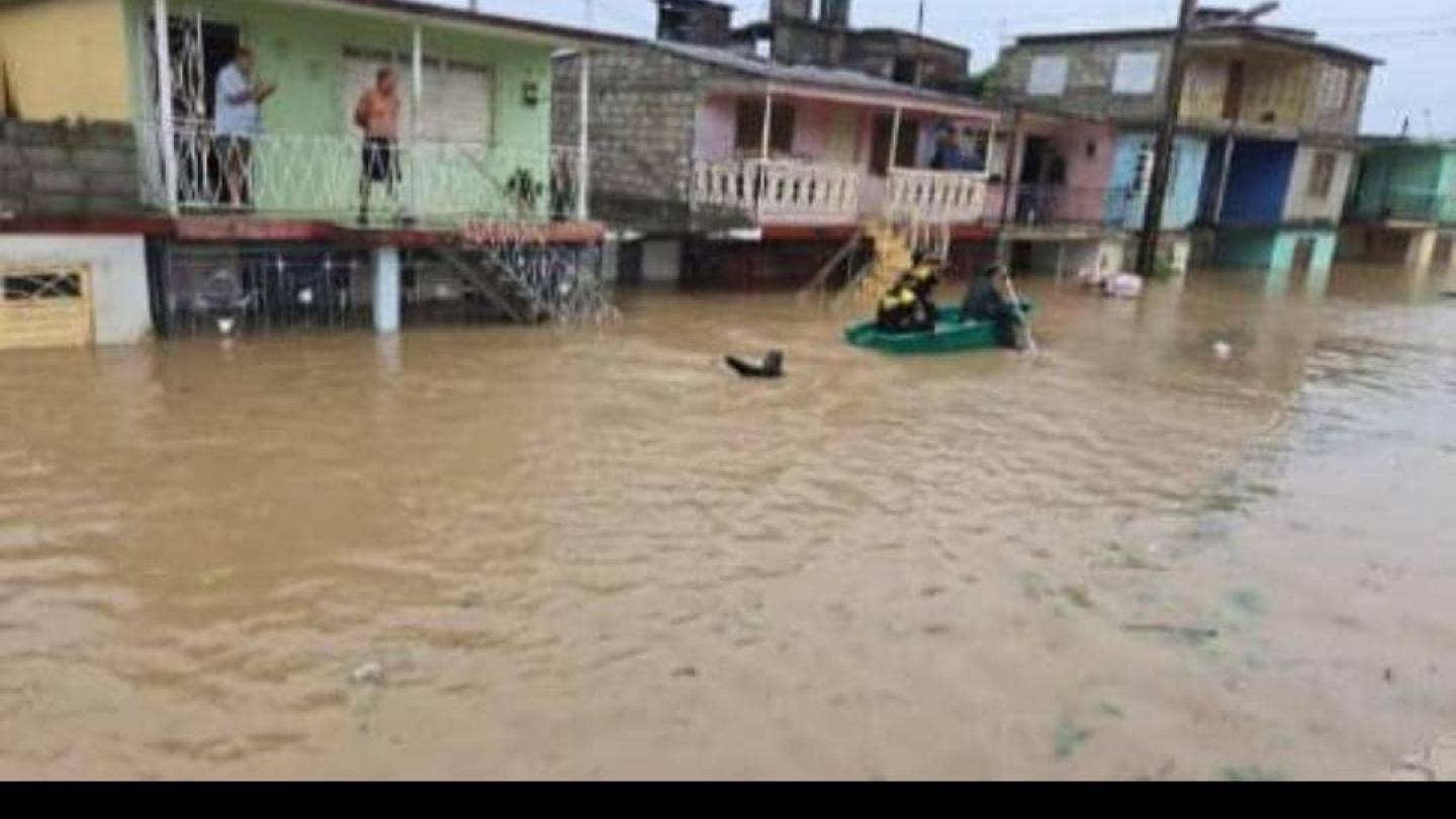 Schade in Sagua de Tánamo: huizen onder water door orkaan Melissa, oktober 2025.
